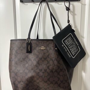 Coach Dark Brown Signature Tote